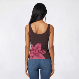 Juniors Pink Rose Mesh Floral Placement Drape Neck Tank Top alternate view